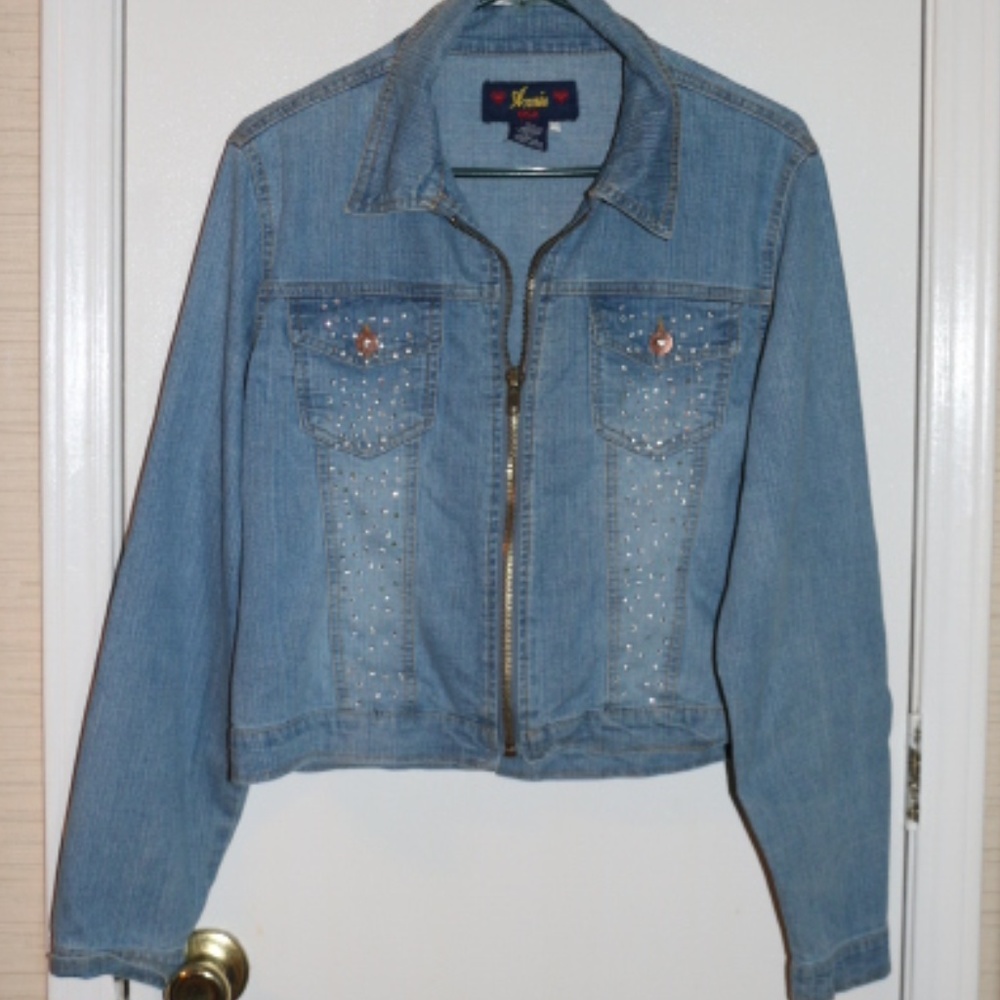 MADE IN AMERICA RHINESTONE VINTAGE JEAN JACKET